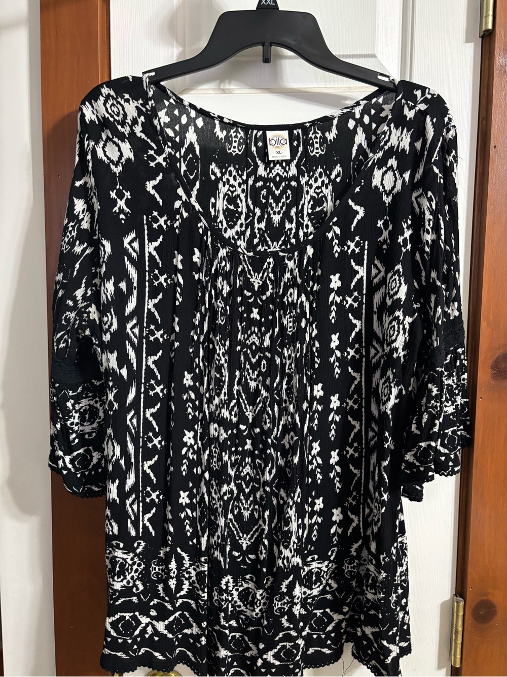 Bila Black & White Boho Tunic Top